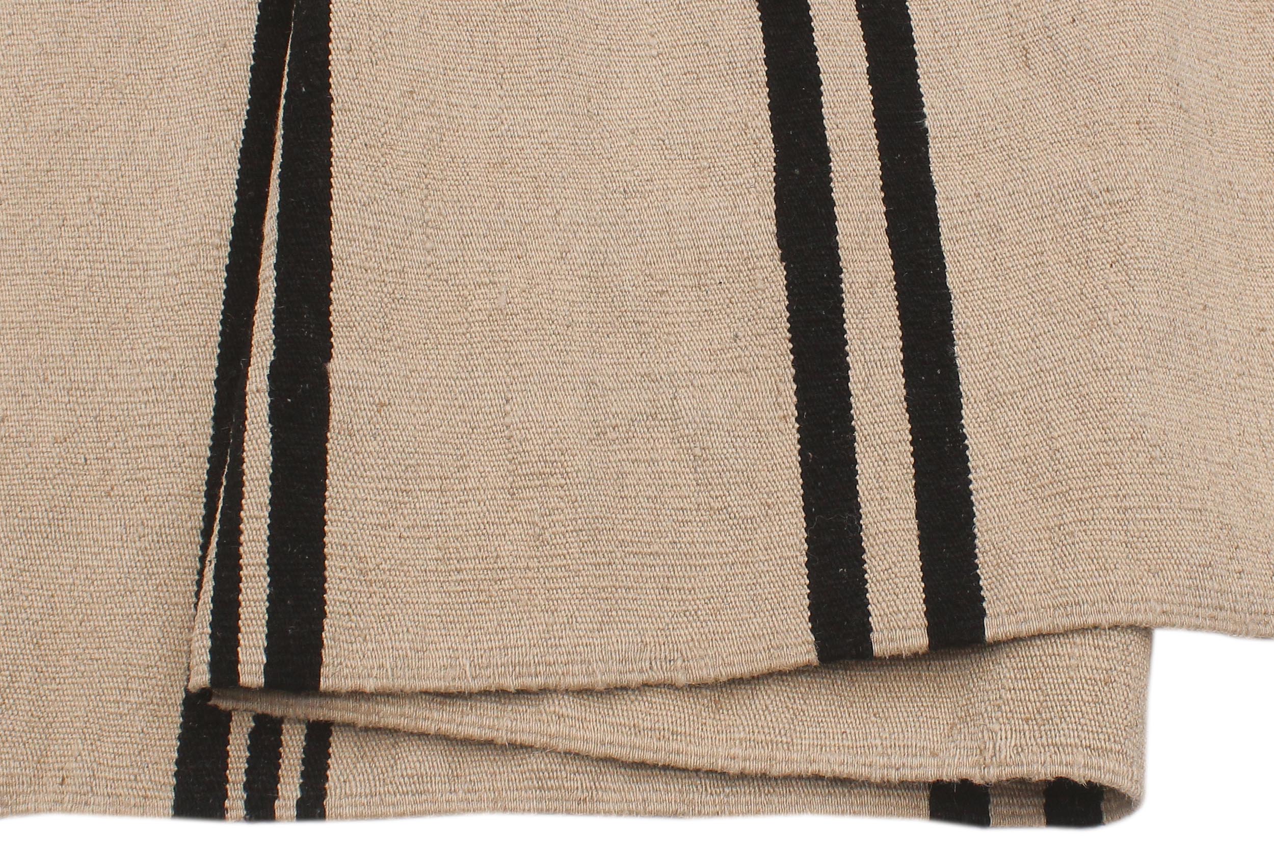 handmade Modern Kilim Beige Black Hand-Woven RECTANGLE 100% WOOL area rug 8 x 10