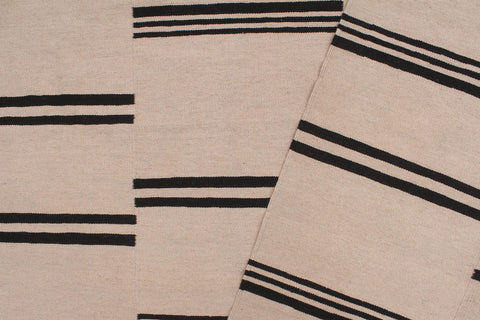 handmade Modern Kilim Beige Black Hand-Woven RECTANGLE 100% WOOL area rug 8 x 10