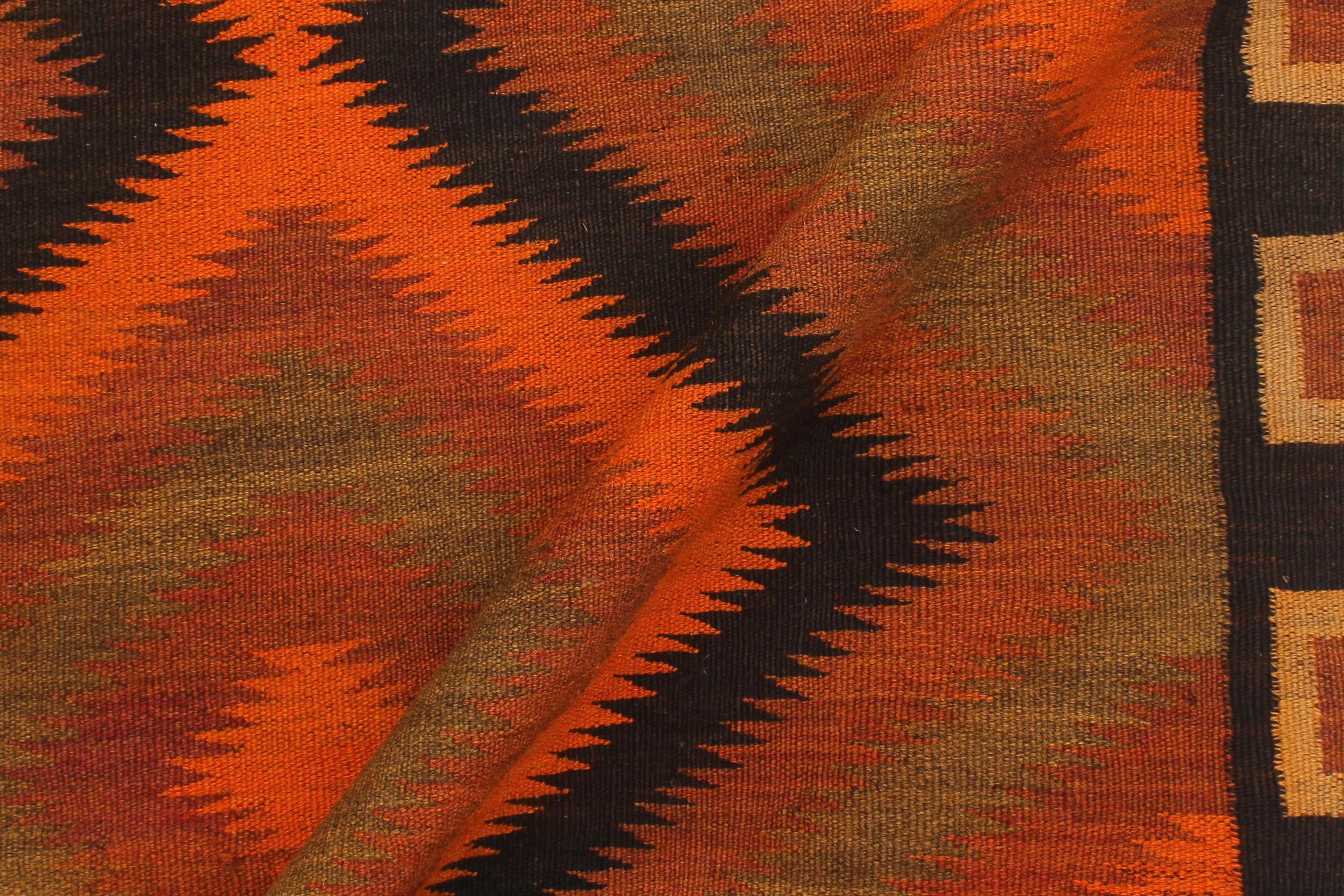 handmade Geometric Kilim Rust Brown Hand-Woven RUNNER 100% WOOL area rug 5' x 10'