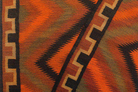 handmade Geometric Kilim Rust Brown Hand-Woven RUNNER 100% WOOL area rug 5' x 10'