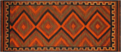 handmade Geometric Kilim Rust Brown Hand-Woven RUNNER 100% WOOL area rug