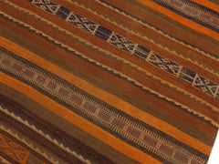 handmade Geometric Kilim Orange Brown Hand-Woven RUNNER 100% WOOL area rug