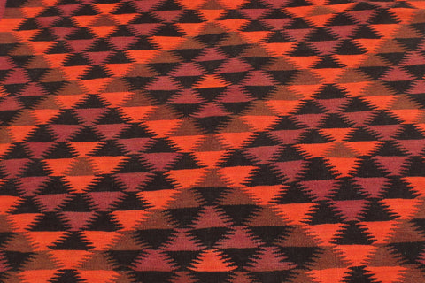 handmade Geometric Kilim Red Orange Hand-Woven RUNNER 100% WOOL area rug 5' x 11'