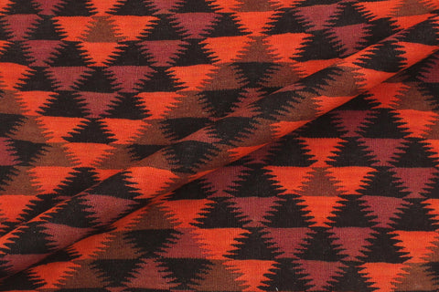 handmade Geometric Kilim Red Orange Hand-Woven RUNNER 100% WOOL area rug 5' x 11'