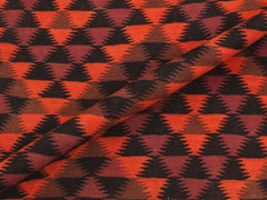 handmade Geometric Kilim Red Orange Hand-Woven RUNNER 100% WOOL area rug