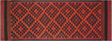 handmade Geometric Kilim Red Orange Hand-Woven RUNNER 100% WOOL area rug