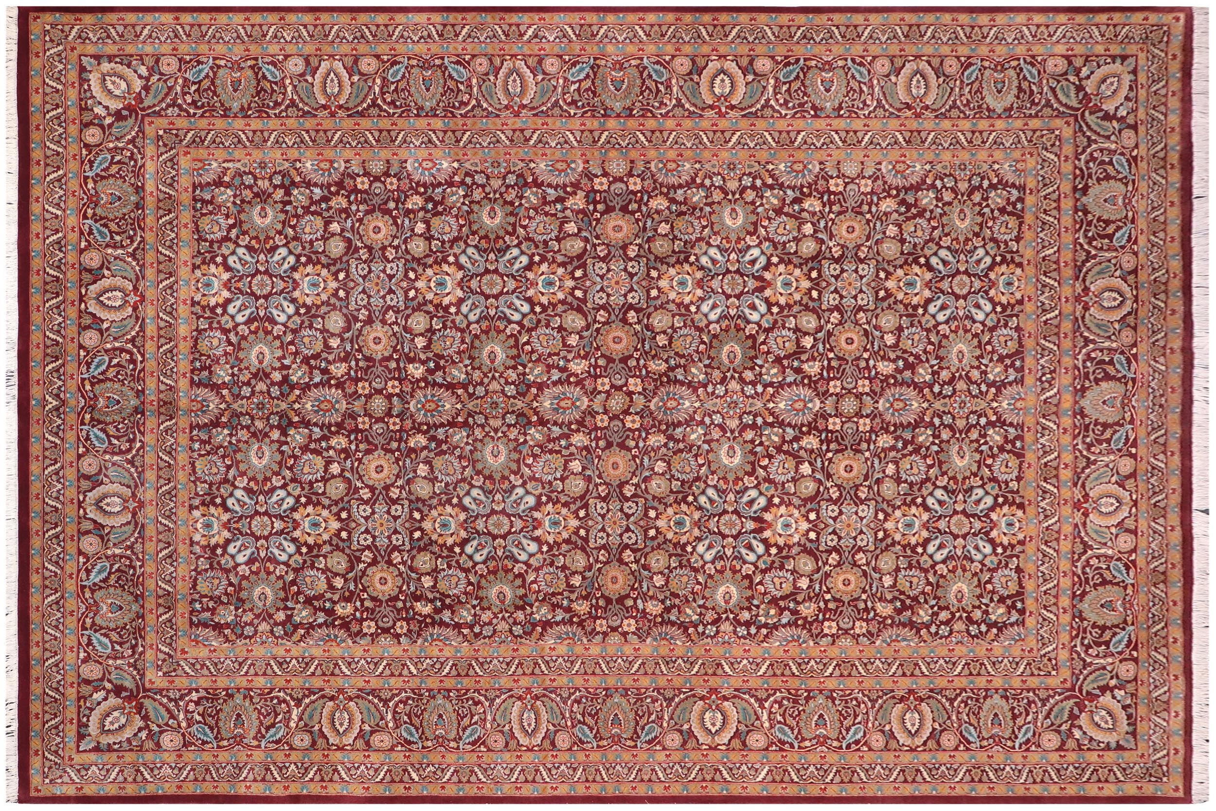 handmade Transitional New Asif Aubergine Beige Hand Knotted RECTANGLE 100% WOOL area rug 10x14