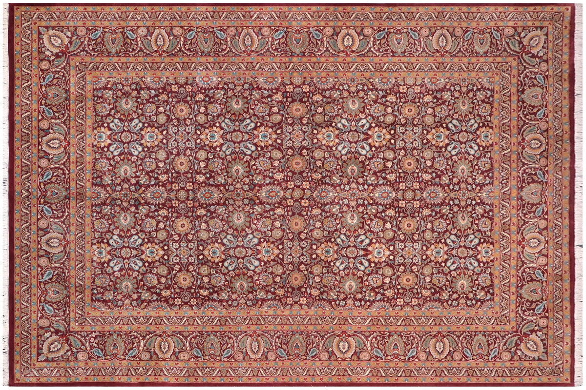 handmade Transitional New Asif Aubergine Beige Hand Knotted RECTANGLE 100% WOOL area rug 10x14