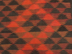 handmade Geometric Kilim Red Orange Hand-Woven RUNNER 100% WOOL area rug