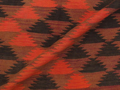 handmade Geometric Kilim Red Orange Hand-Woven RUNNER 100% WOOL area rug