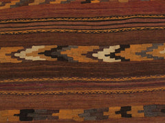 handmade Geometric Kilim Brown Beige Hand-Woven RUNNER 100% WOOL area rug