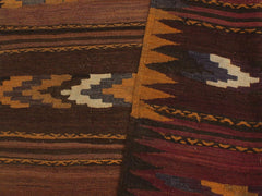 handmade Geometric Kilim Brown Beige Hand-Woven RUNNER 100% WOOL area rug