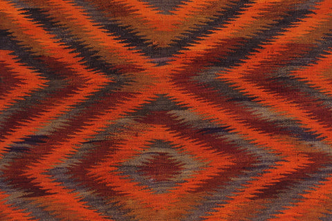 handmade Geometric Kilim Rust Brown Hand-Woven RUNNER 100% WOOL area rug 4' x 10'