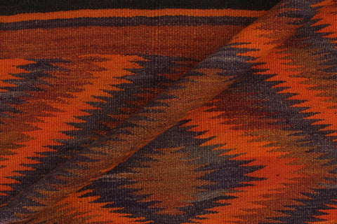 handmade Geometric Kilim Rust Brown Hand-Woven RUNNER 100% WOOL area rug 4' x 10'