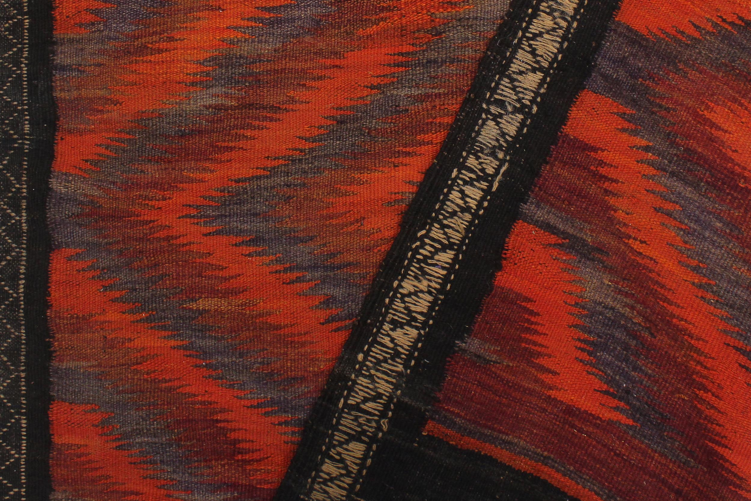 handmade Geometric Kilim Rust Brown Hand-Woven RUNNER 100% WOOL area rug 4' x 10'