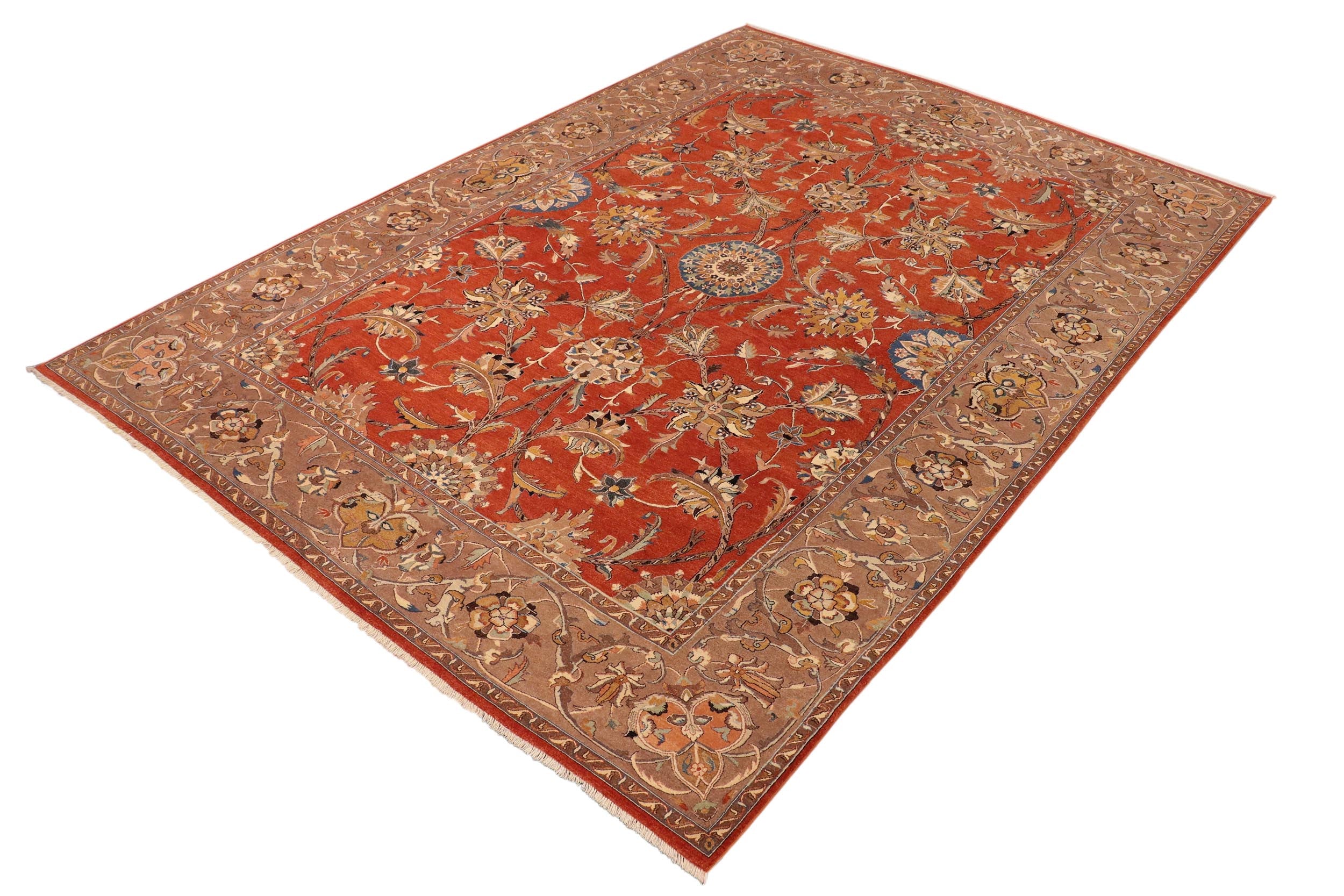 handmade Traditional Design Rust Lt. Brown Hand Knotted RECTANGLE 100% WOOL area rug 10' x 14'