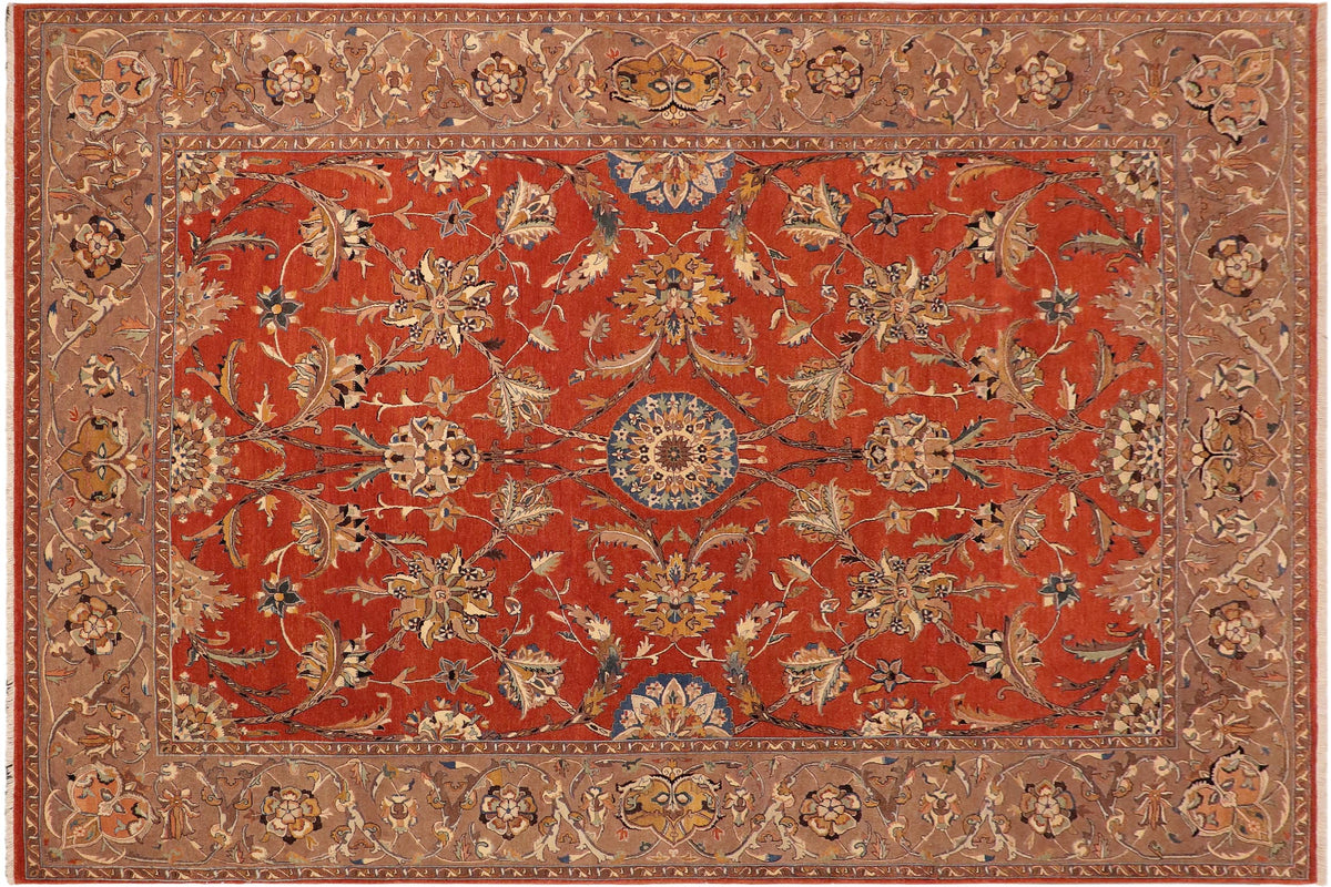 handmade Traditional Design Rust Lt. Brown Hand Knotted RECTANGLE 100% WOOL area rug 10' x 14'