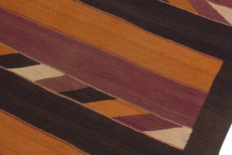 handmade Geometric Kilim Orange Brown Hand-Woven RUNNER 100% WOOL area rug 5' x 10'