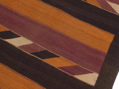 handmade Geometric Kilim Orange Brown Hand-Woven RUNNER 100% WOOL area rug