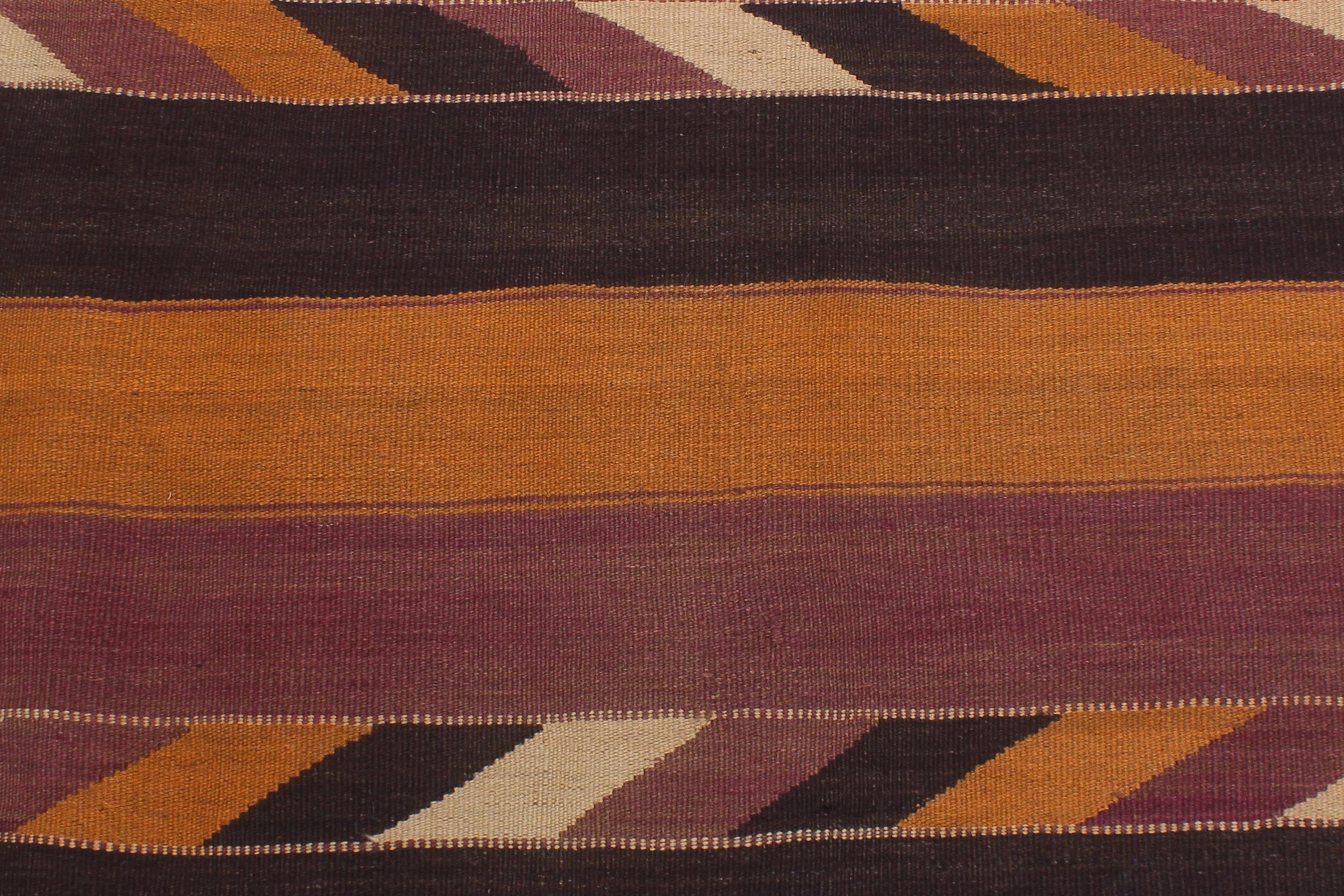 handmade Geometric Kilim Orange Brown Hand-Woven RUNNER 100% WOOL area rug 5' x 10'