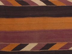 handmade Geometric Kilim Orange Brown Hand-Woven RUNNER 100% WOOL area rug