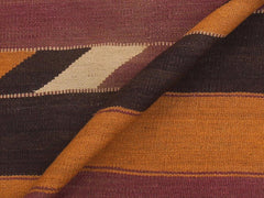 handmade Geometric Kilim Orange Brown Hand-Woven RUNNER 100% WOOL area rug