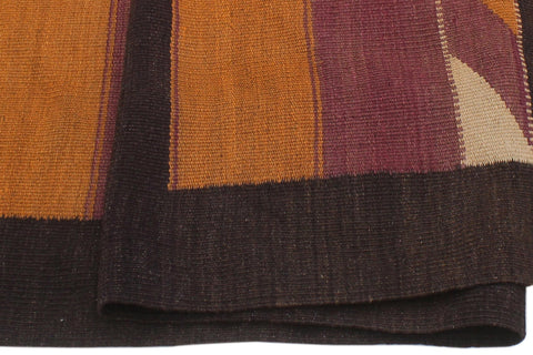 handmade Geometric Kilim Orange Brown Hand-Woven RUNNER 100% WOOL area rug 5' x 10'
