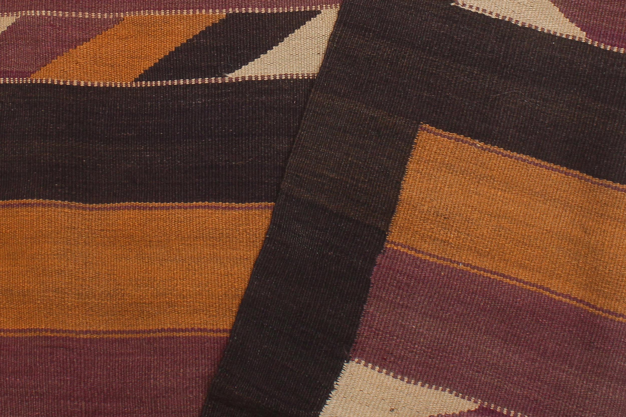 handmade Geometric Kilim Orange Brown Hand-Woven RUNNER 100% WOOL area rug 5' x 10'