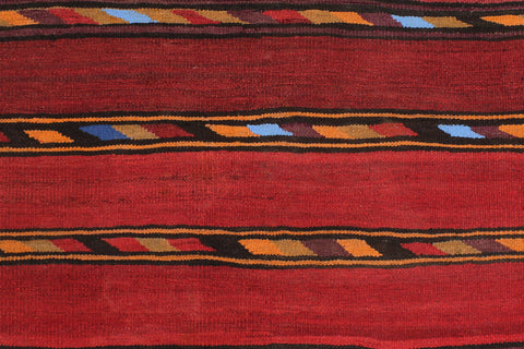 handmade Geometric Kilim Red Blue Hand-Woven RECTANGLE 100% WOOL area rug 4' x 7'