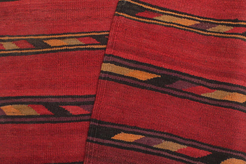 handmade Geometric Kilim Red Blue Hand-Woven RECTANGLE 100% WOOL area rug 4' x 7'