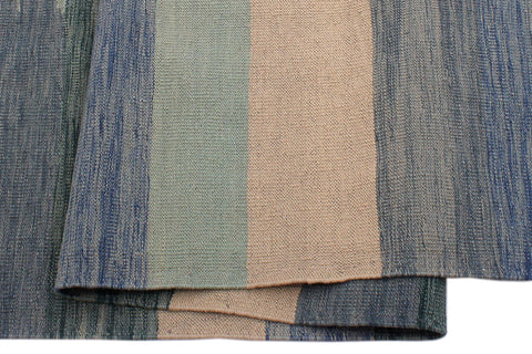 handmade Modern Kilim Blue Beige Hand-Woven RECTANGLE 100% WOOL area rug 9x12