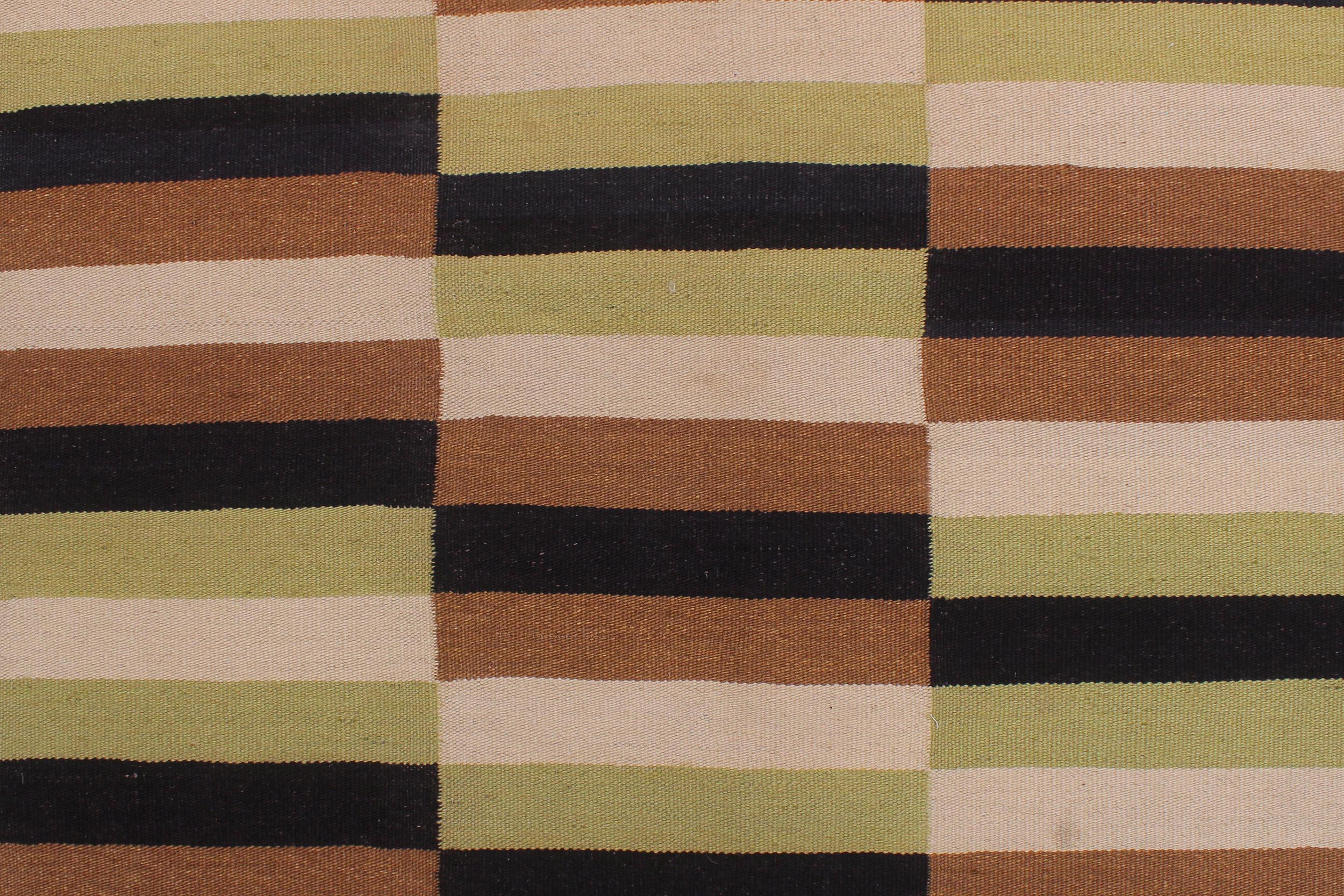 handmade Modern Kilim Beige Brown Hand-Woven RECTANGLE 100% WOOL area rug 8x11