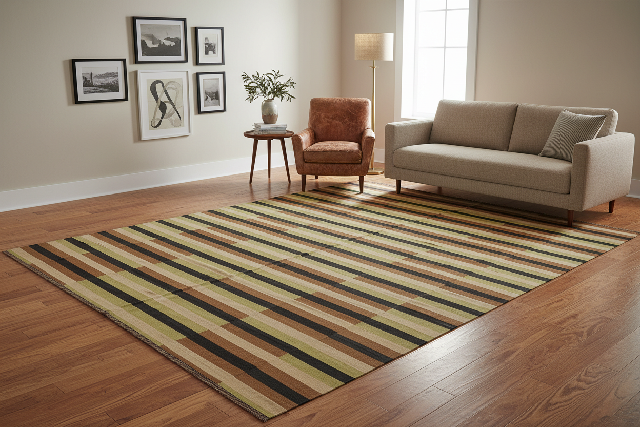 handmade Modern Kilim Beige Brown Hand-Woven RECTANGLE 100% WOOL area rug 8x11