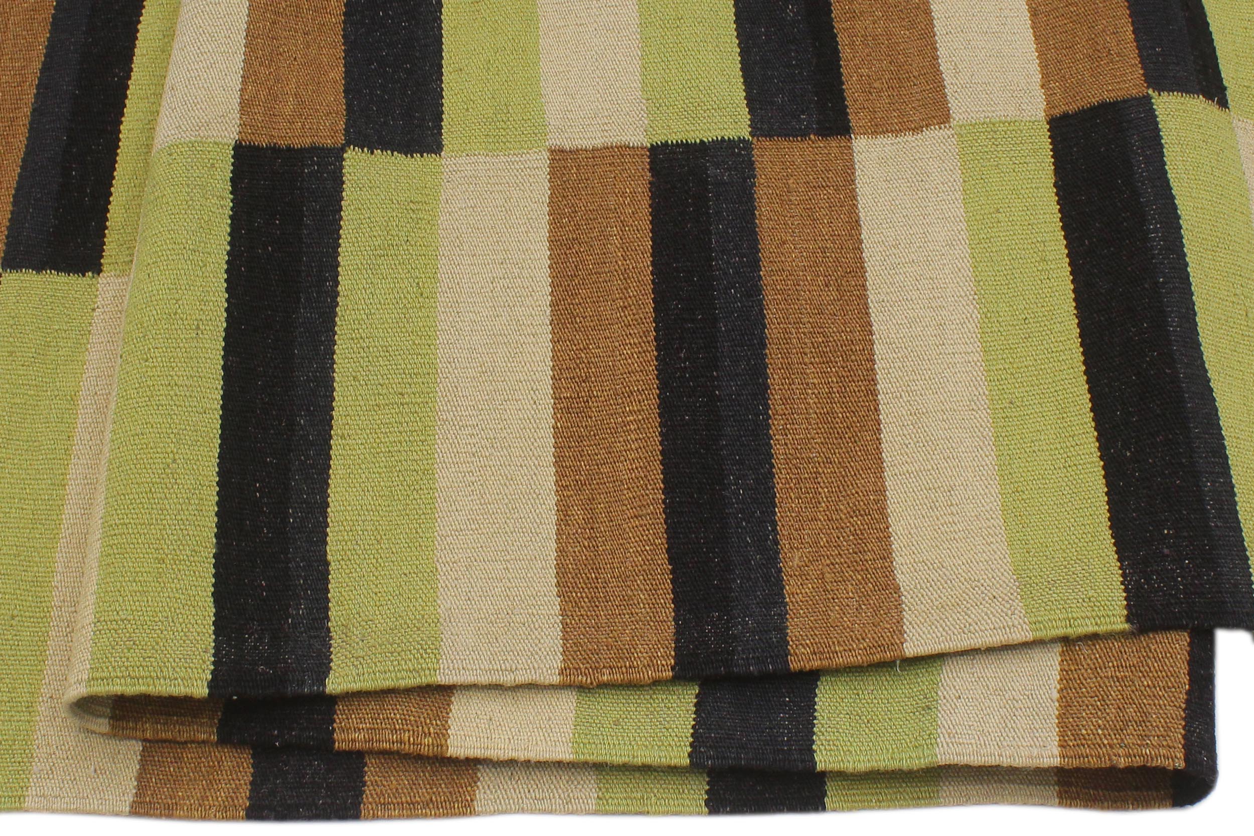 handmade Modern Kilim Beige Brown Hand-Woven RECTANGLE 100% WOOL area rug 8x11