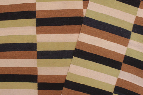 handmade Modern Kilim Beige Brown Hand-Woven RECTANGLE 100% WOOL area rug 8x11