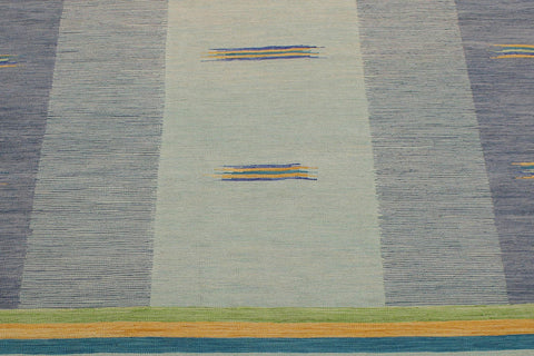 handmade Modern Kilim Blue Gold Hand-Woven RECTANGLE 100% WOOL area rug 9x11