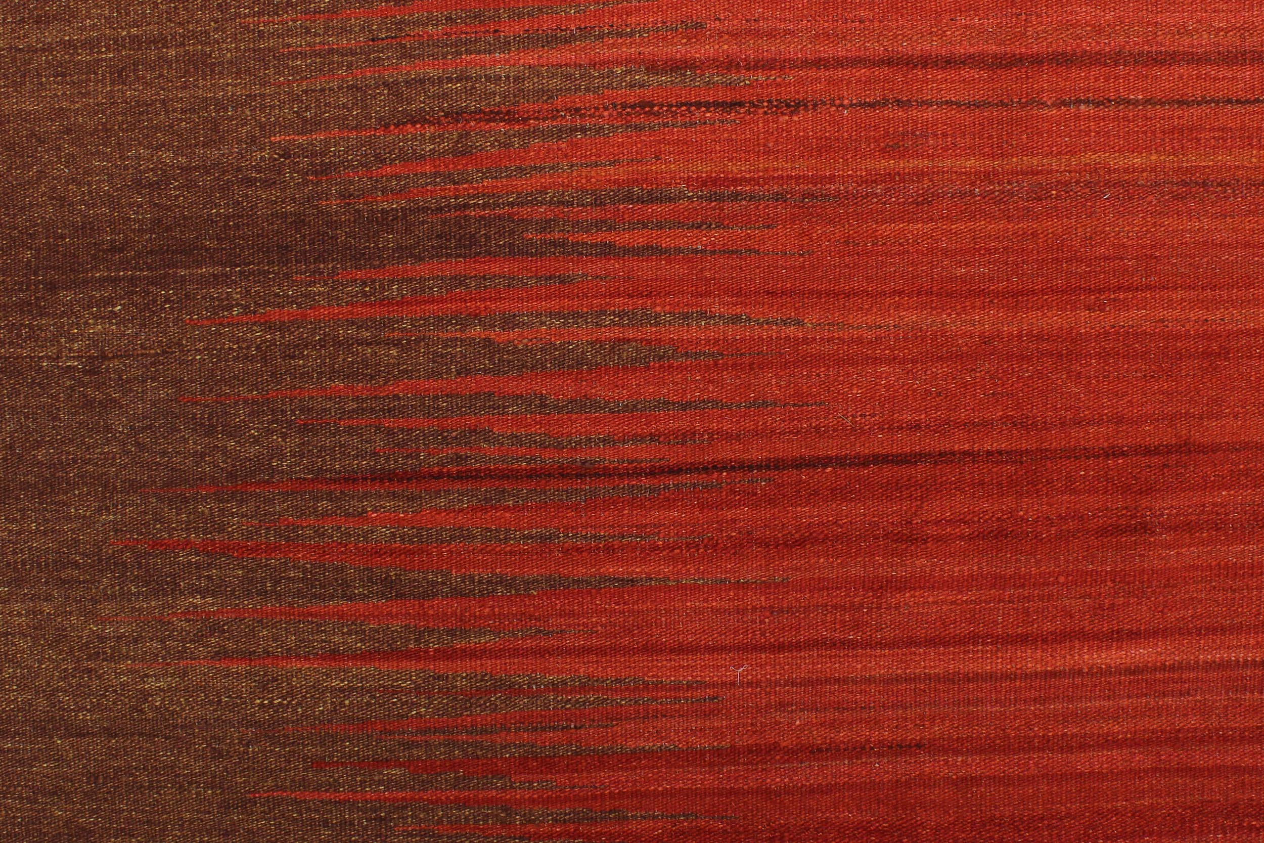 handmade Modern Kilim Brown Red Hand-Woven RECTANGLE 100% WOOL area rug 8x10