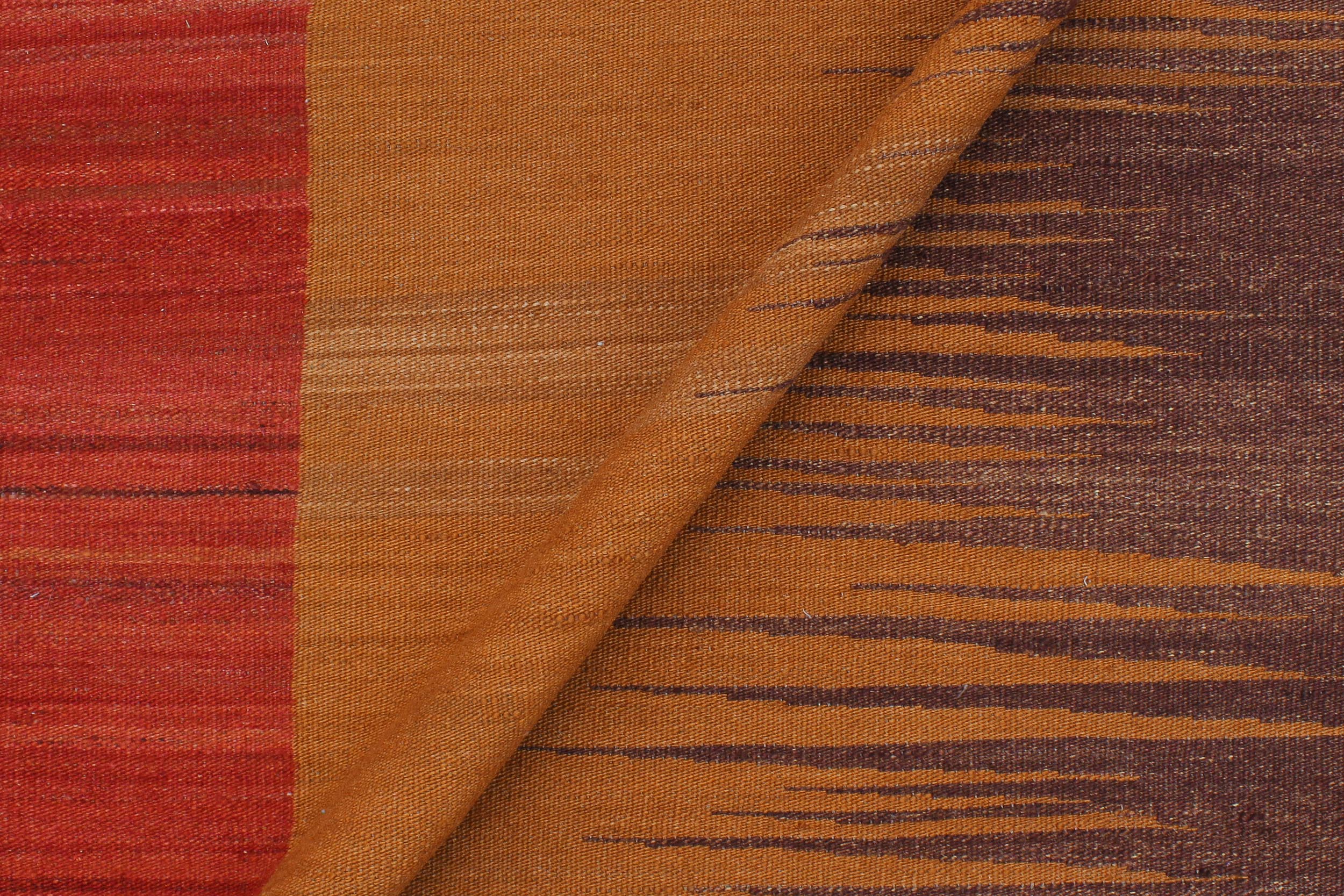 handmade Modern Kilim Brown Red Hand-Woven RECTANGLE 100% WOOL area rug 8x10