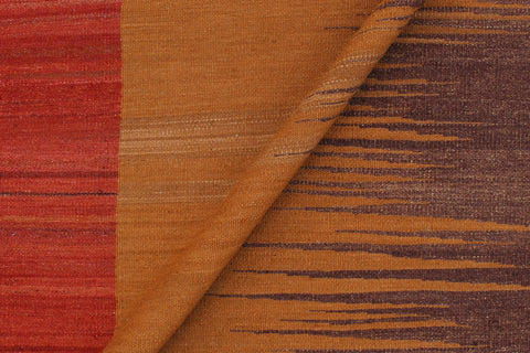 handmade Modern Kilim Brown Red Hand-Woven RECTANGLE 100% WOOL area rug 8x10