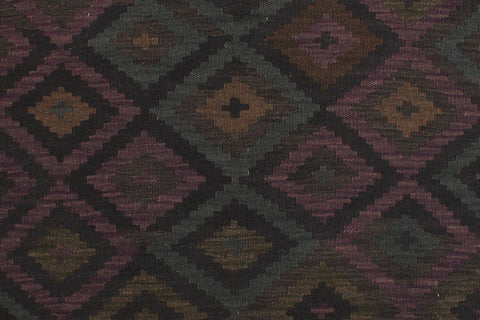 handmade Modern Kilim Black Brown Hand-Woven RECTANGLE 100% WOOL area rug 5x6