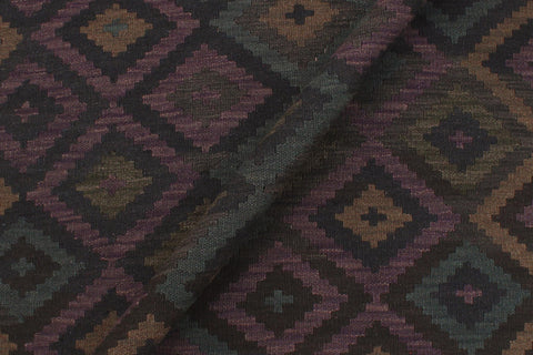 handmade Modern Kilim Black Brown Hand-Woven RECTANGLE 100% WOOL area rug 5x6