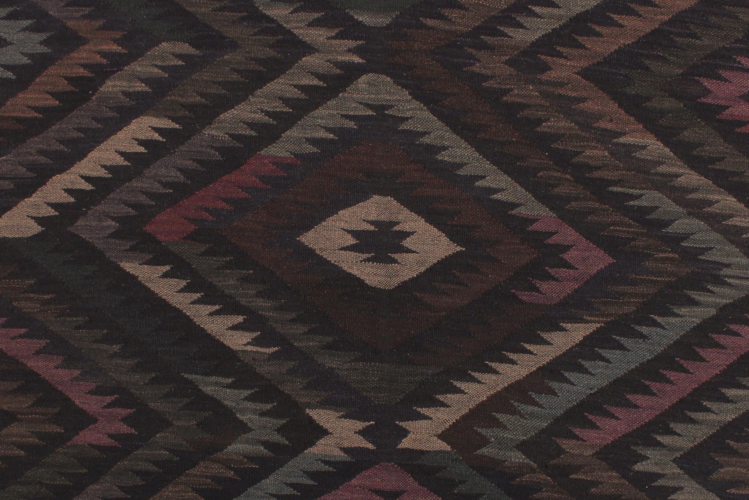 handmade Modern Kilim Black Blue Hand-Woven RECTANGLE 100% WOOL area rug 6 x 8