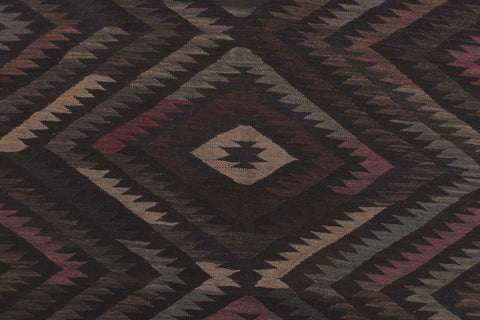 handmade Modern Kilim Black Blue Hand-Woven RECTANGLE 100% WOOL area rug 6 x 8