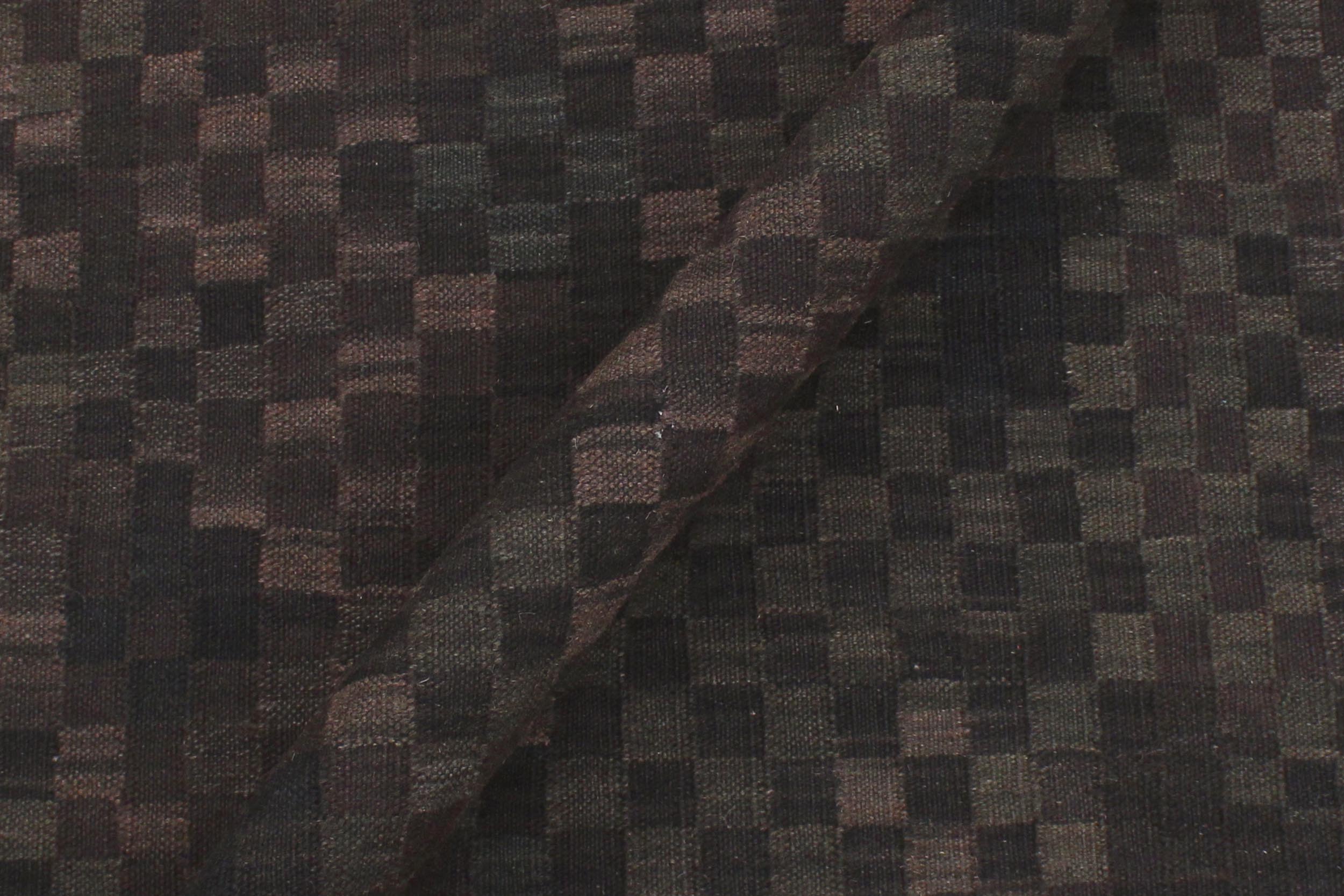 handmade Modern Kilim Black Brown Hand-Woven RECTANGLE 100% WOOL area rug 6 x 8