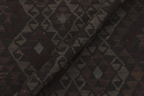 handmade Modern Kilim Black Gray Hand-Woven RECTANGLE 100% WOOL area rug 5 x 8