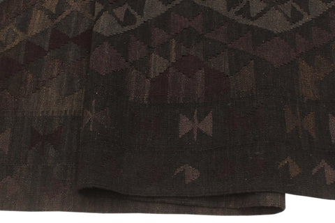 handmade Modern Kilim Black Gray Hand-Woven RECTANGLE 100% WOOL area rug 5 x 8