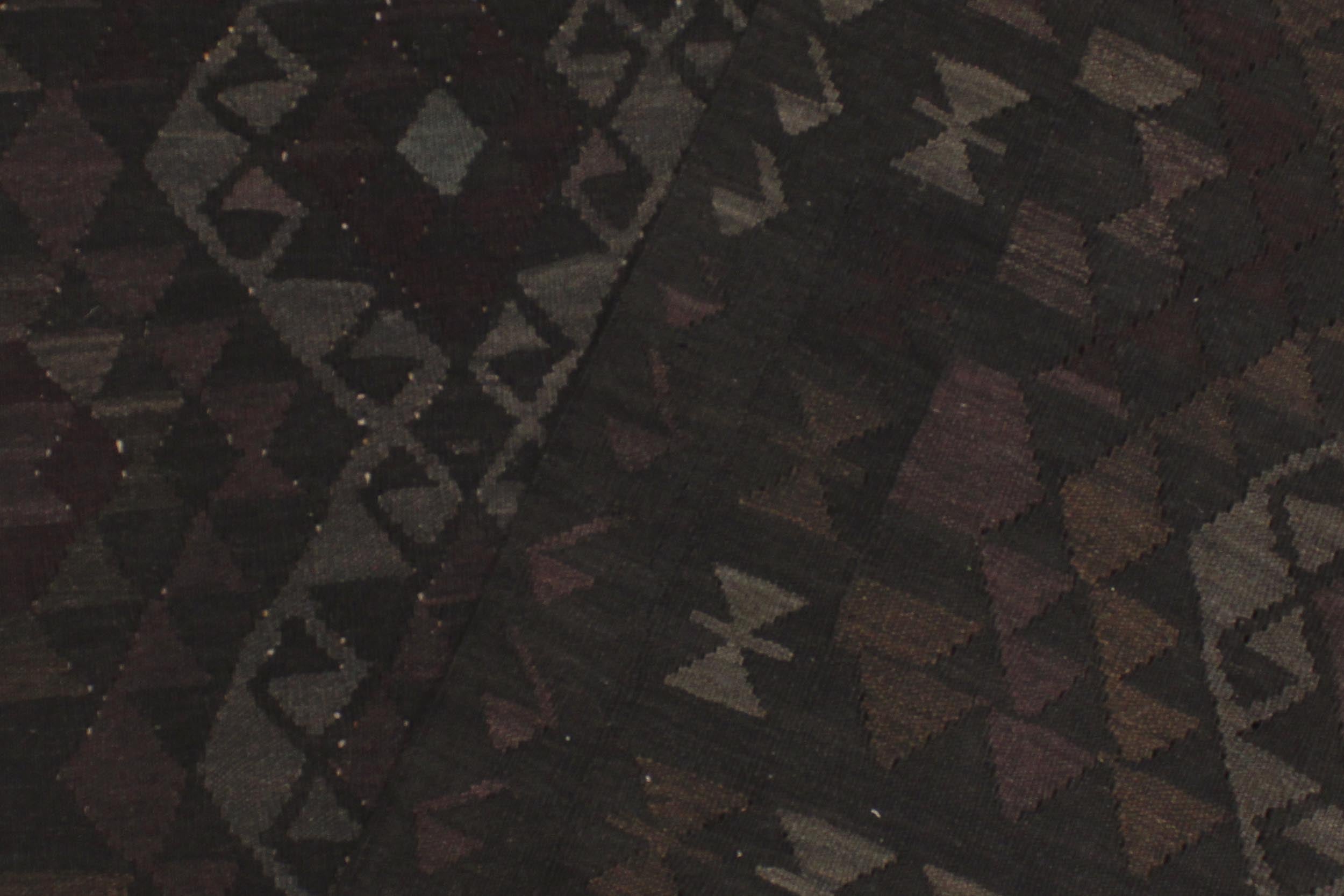 handmade Modern Kilim Black Gray Hand-Woven RECTANGLE 100% WOOL area rug 5 x 8