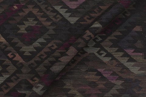 handmade Modern Kilim Black Brown Hand-Woven RECTANGLE 100% WOOL area rug 6 x 8