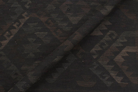 handmade Modern Kilim Black Blue Hand-Woven RECTANGLE 100% WOOL area rug 5 x 8