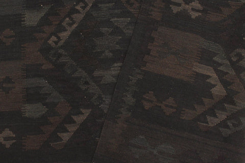 handmade Modern Kilim Black Blue Hand-Woven RECTANGLE 100% WOOL area rug 5 x 8